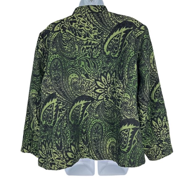 Susan Graver Style Ombre Greens Floral Embroidered Zip Jacket Size 1X - Picture 5 of 10